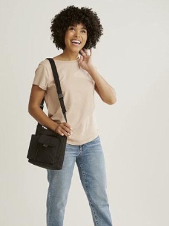 Vera Bradley Cotton Utility Bucket Crossbody Purse (Classic Navy) - Picture 3 of 6